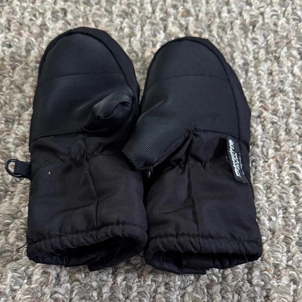 Black Quilted Winter Mittens